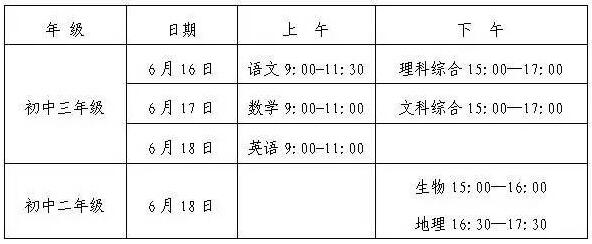 2017湖南长沙中考时间具体安排:6月16至18日