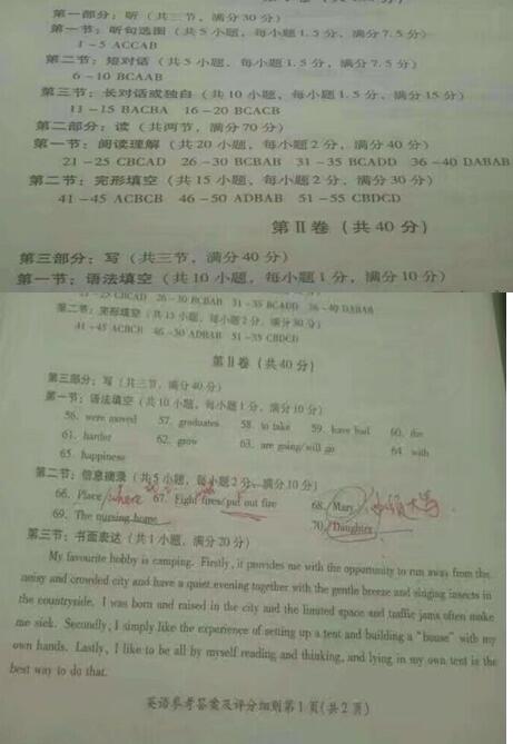 四川绵阳2017中考英语试题及答案