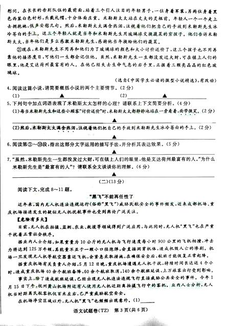浙江台州2017中考语文试题及答案