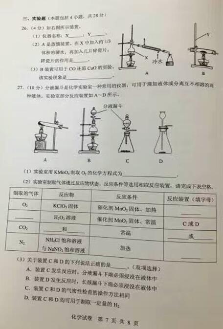 广东广州2017中考化学试题及答案