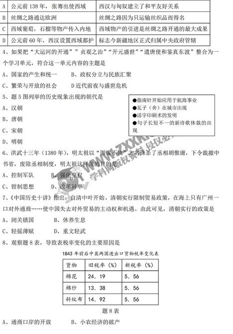 广东2017中考历史试题及答案