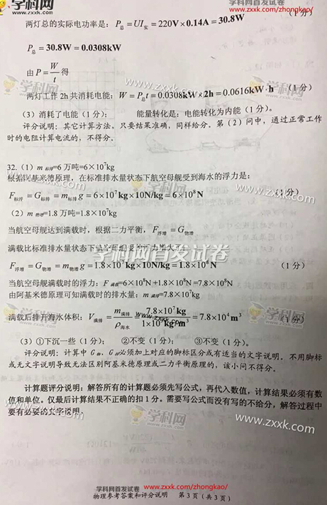 湖北宜昌2017中考物理试题及答案