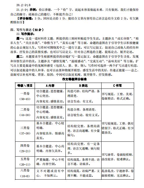 海南2017中考语文试题及答案