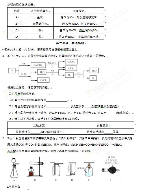 广东深圳2017中考化学试题