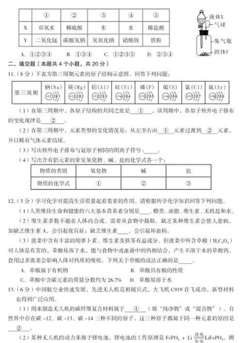 新疆乌鲁木齐2017中考化学试题及答案