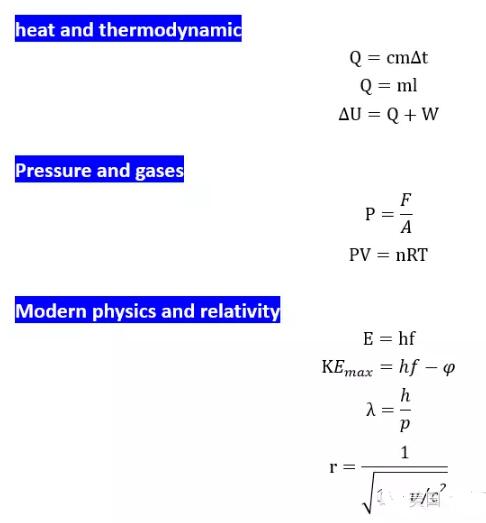SAT2物理公式总结