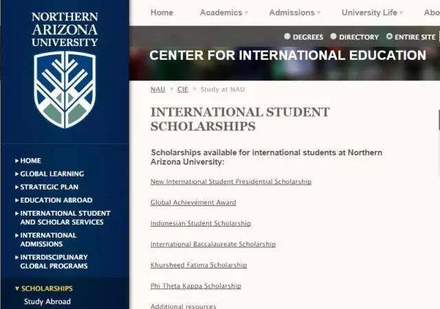 北亚利桑那大学新国际生校长奖学金申请要求