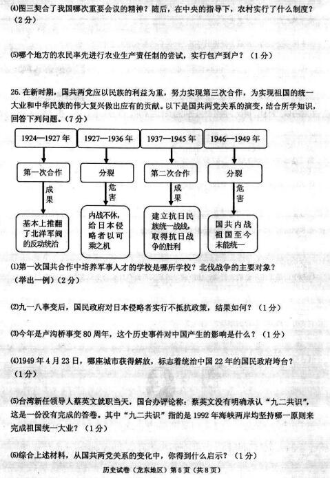 黑龙江鸡西2017中考历史试题及答案
