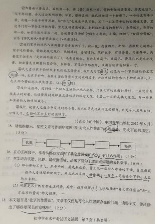 山东淄博2017中考语文试题及答案