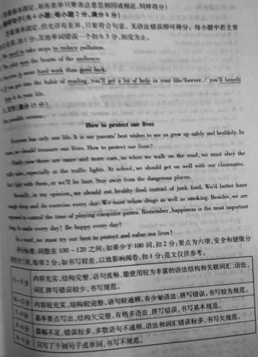 山东潍坊2017中考英语试题及答案