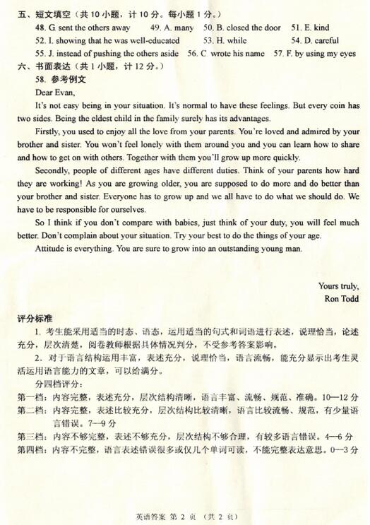 山东威海2017中考英语试题及答案