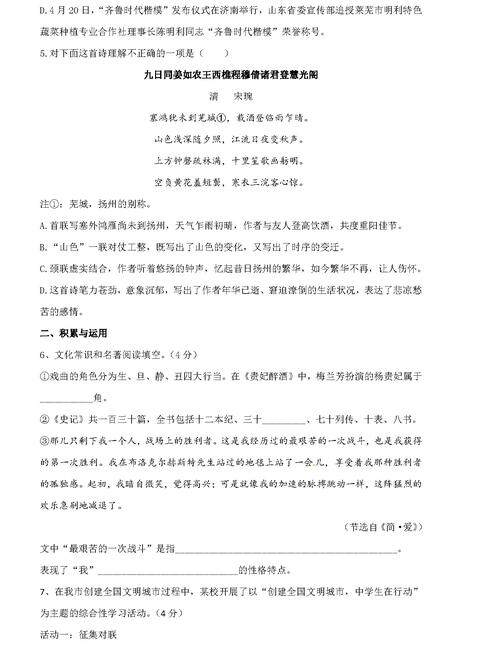 山东莱芜2017中考语文试题(第2页)