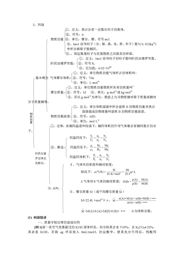 2018高考化学考点精讲:物质的量