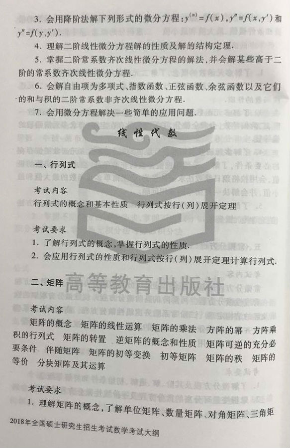 2018考研数学二大纲(图片版)