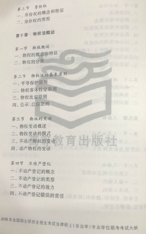 2018法律硕士(非法学)考研大纲免费下载