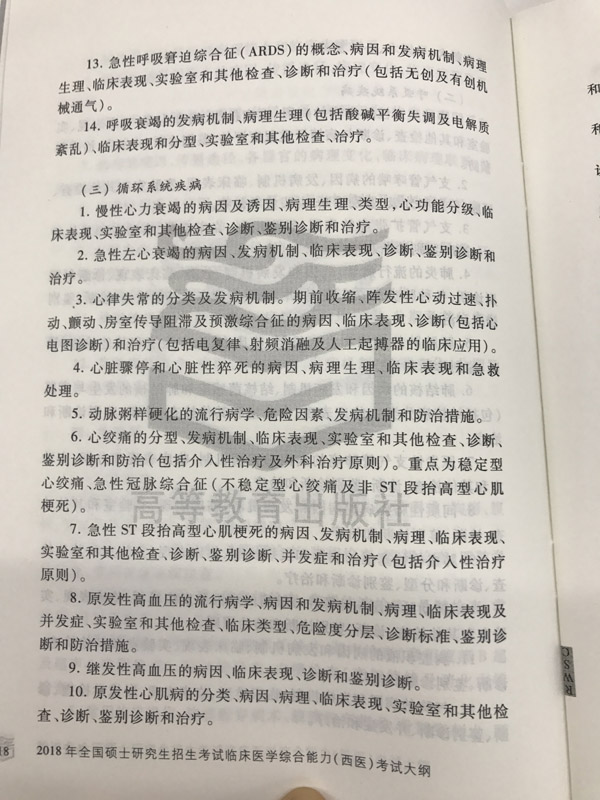 2018西医综合考研大纲已发布(图片版)