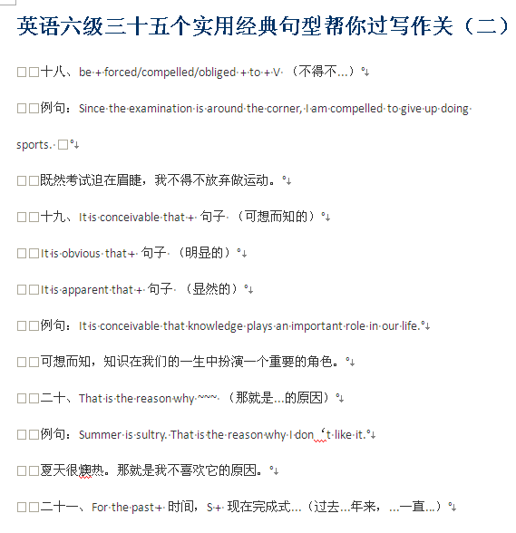 2017年12月英语六级作文模板大全 Word下载