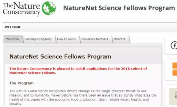 2018年美国自然网络科学研究奖学金申请要求
