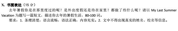 2017新疆省考中考英语作文题目