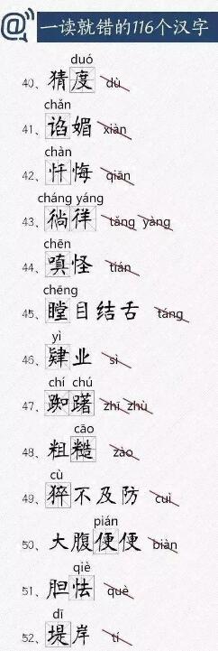 中考语文常考116个易读错的汉字