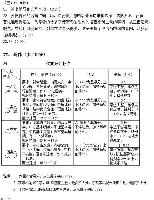 2017北京第161中学初三上学期语文期中考试试题及答案