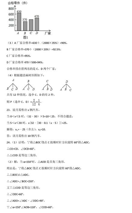 2017重庆十八中初三上学期数学期中考试试题