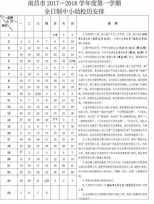 江西南昌2018中小学寒假放假时间：2月4日至3月3日