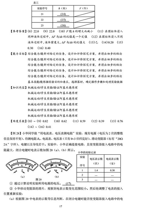 上海2018年初中物理课程终结性评价指南