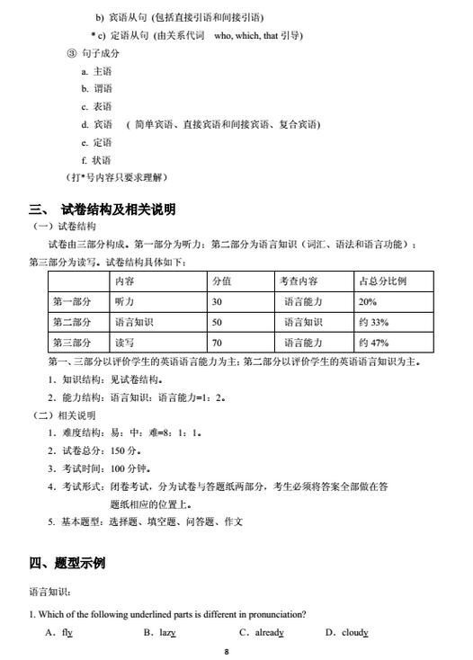 上海2018年初中英语课程终结性评价指南