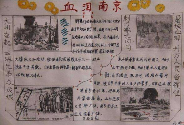 南京大屠杀手抄报图片:血泪南京
