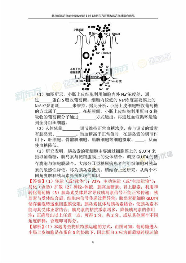 2018年1月北京海淀区高三期末生物真题及答案解析 2018年1月北京海淀区高三期末生物真题及答案解析