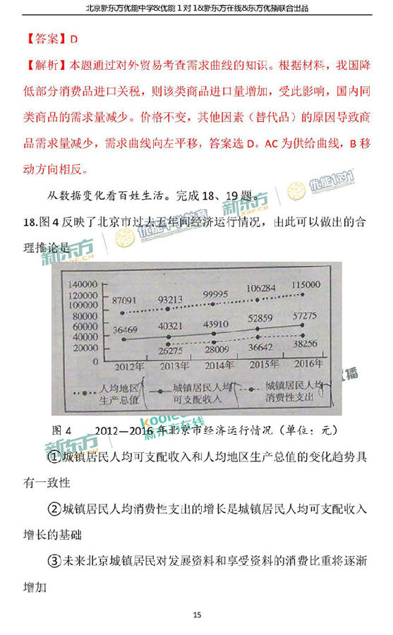 2018年1月北京东城区高三期末政治真题及答案解析