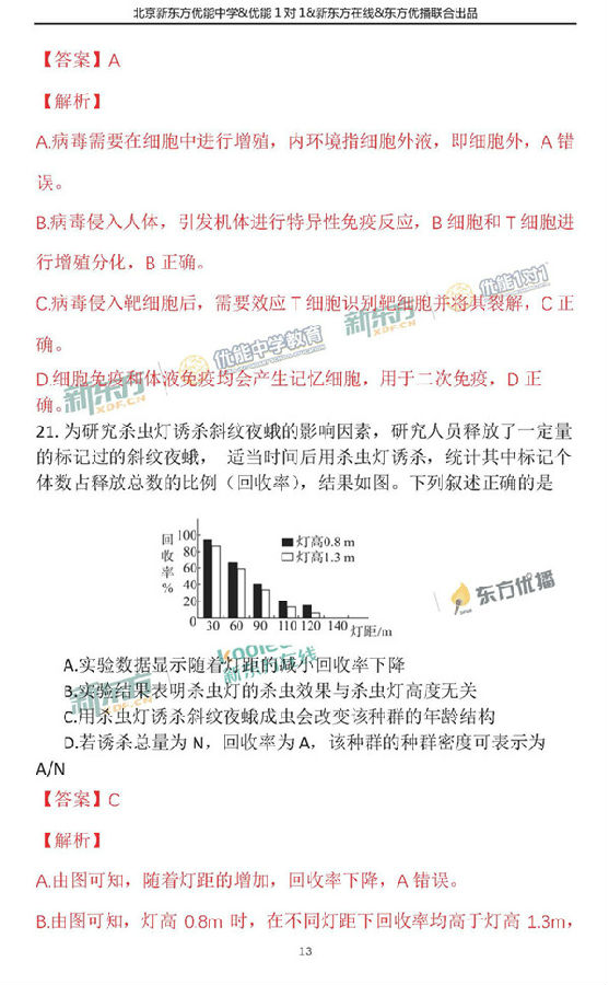 2018年1月北京东城区高三期末生物真题及答案解析