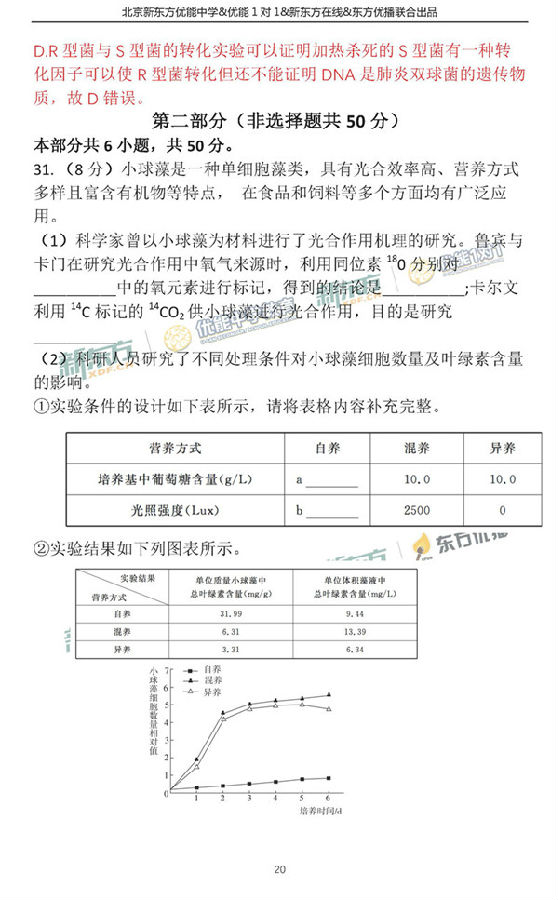 2018年1月北京东城区高三期末生物真题及答案解析