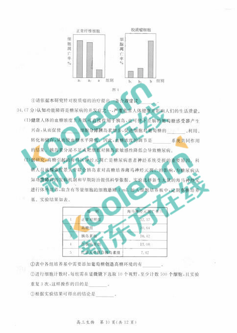 2018年1月北京东城区高三期末生物试题及答案