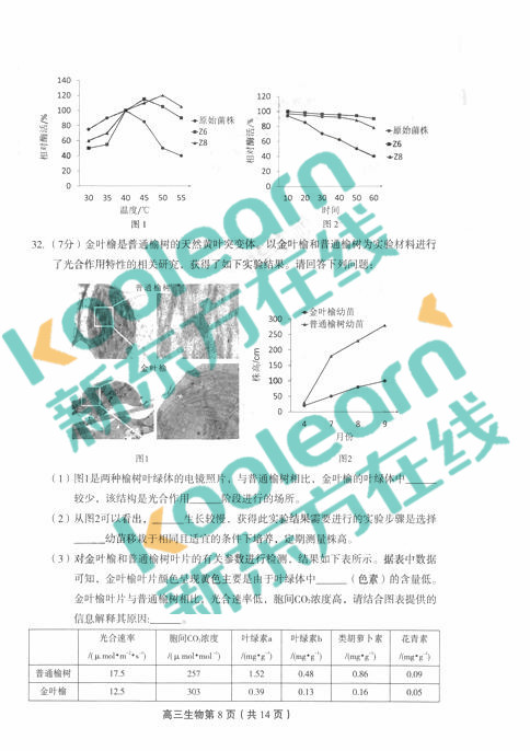2018年1月北京丰台区高三期末生物试题及答案