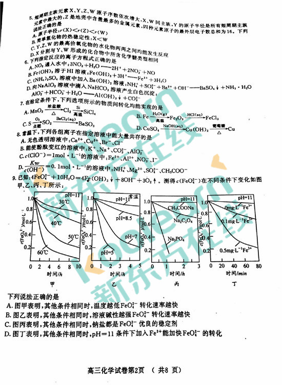 2018南京高三一模化学试题及答案