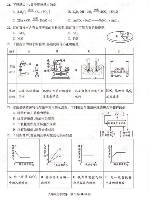 2018年北京朝阳区初三期末化学试题及答案