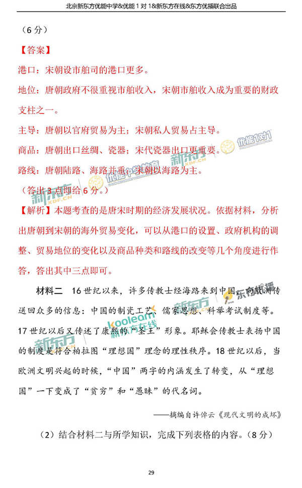 2018年1月北京西城区高三期末历史真题及答案