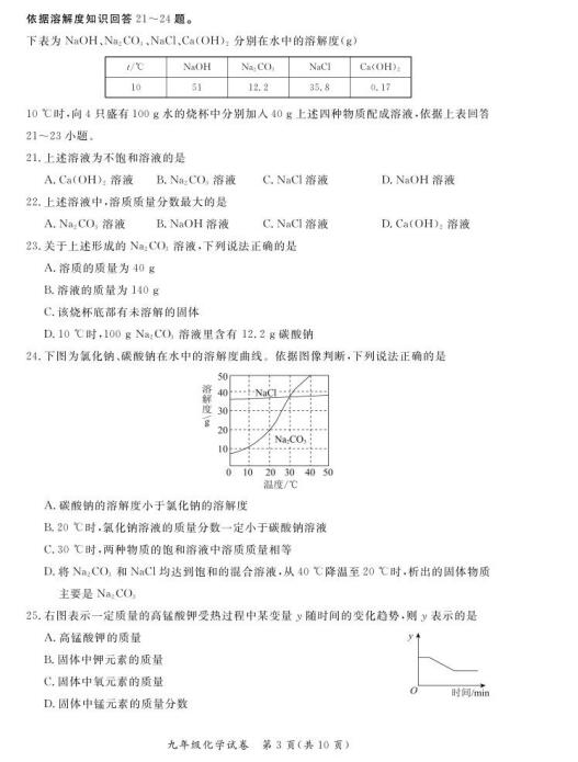 2018年北京通州区初三期末化学试题