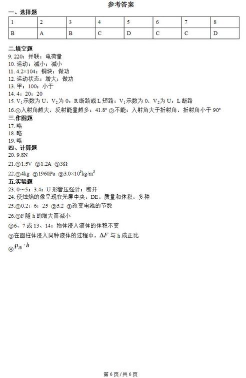 2018上海嘉定区初三一模物理试题及答案