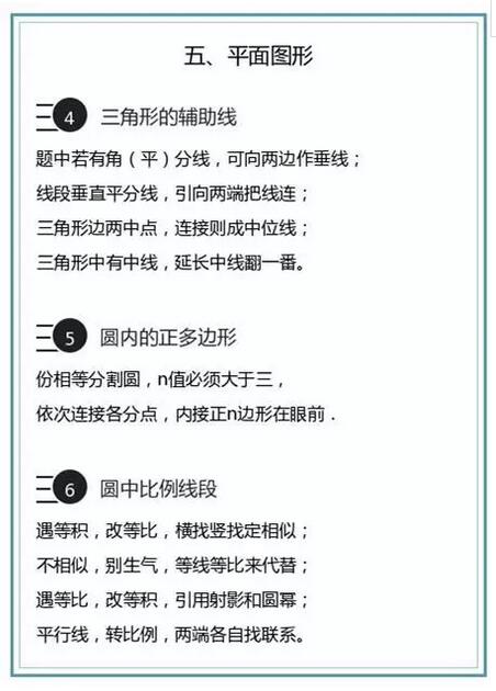 中考数学基础知识顺口溜：平面图形