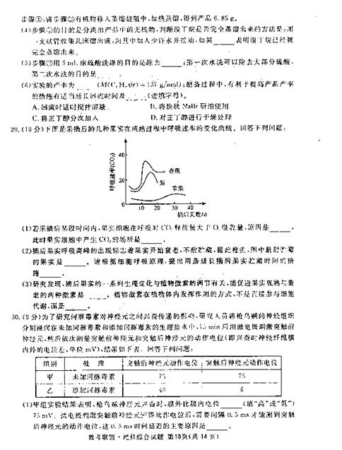 2018广安眉山内江遂宁四市二诊理综试题及参考答案