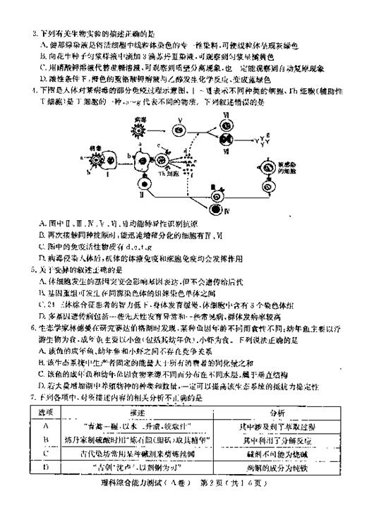 2018石家庄一模理综试题及答案