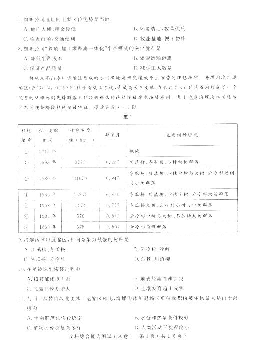 2018石家庄一模文综试题及答案