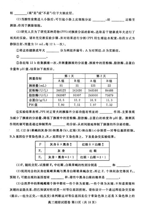 2018郑州二模理综试题及答案