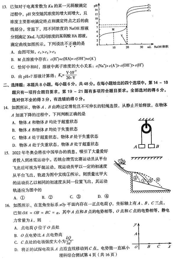 2018年东北三省四市高三一模理综试题及答案