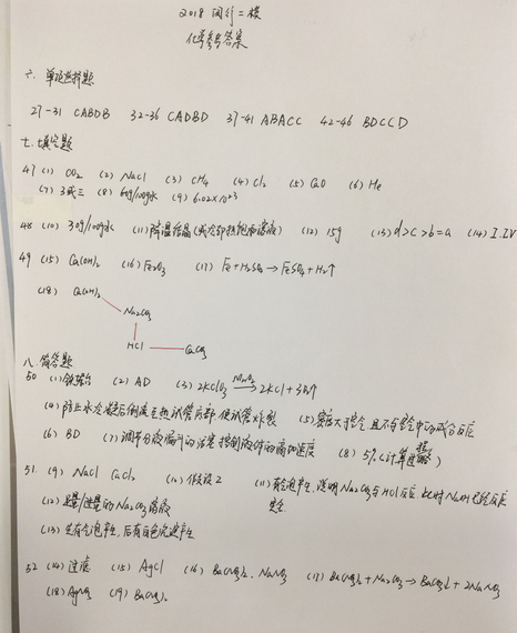 上海闵行区2018年中考化学二模试题及答案