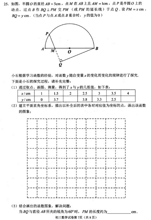 北京石景山区2018中考数学一模试题及答案