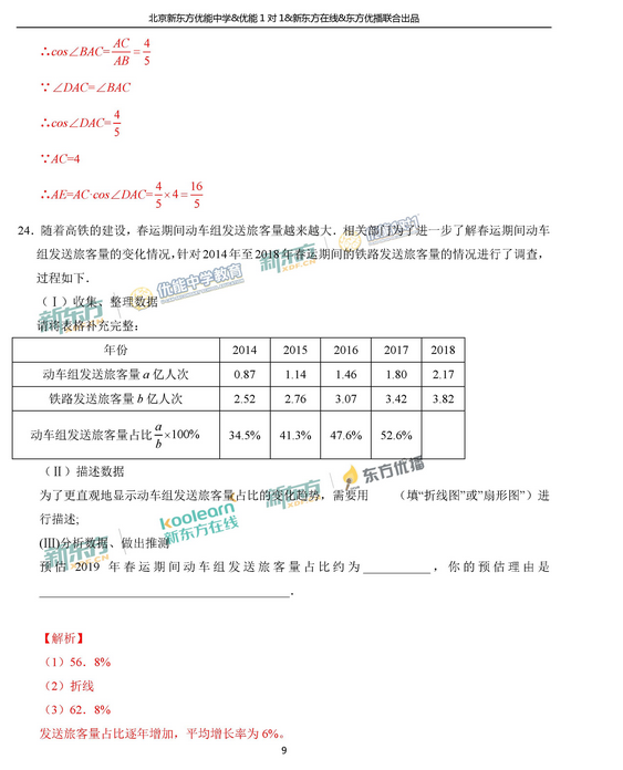北京东城区2018中考数学一模试题及答案